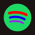 Réinterprétation colorée du logo Spotify APK d’Évoli avec des teintes vibrantes.