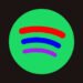 Réinterprétation colorée du logo Spotify APK d’Évoli avec des teintes vibrantes.