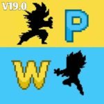 Logo Power Warriors 19.0 APK style pixel art.