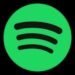 Le logo vert de la musique de fond de Spotify sur un fond noir, application de musique