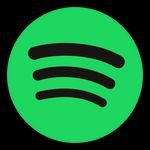 Le logo vert de la musique de fond de Spotify sur un fond noir, application de musique